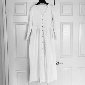 Long white button down dress